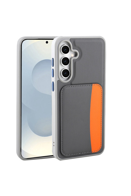 Galaxy A36 Kılıf Kartlıklı Klfs X-Kart Silikon Kapak - Koyu Gri