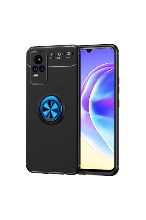 Vivo V21E Kılıf Klfs Ravel Silikon Kapak - Siyah-Mavi