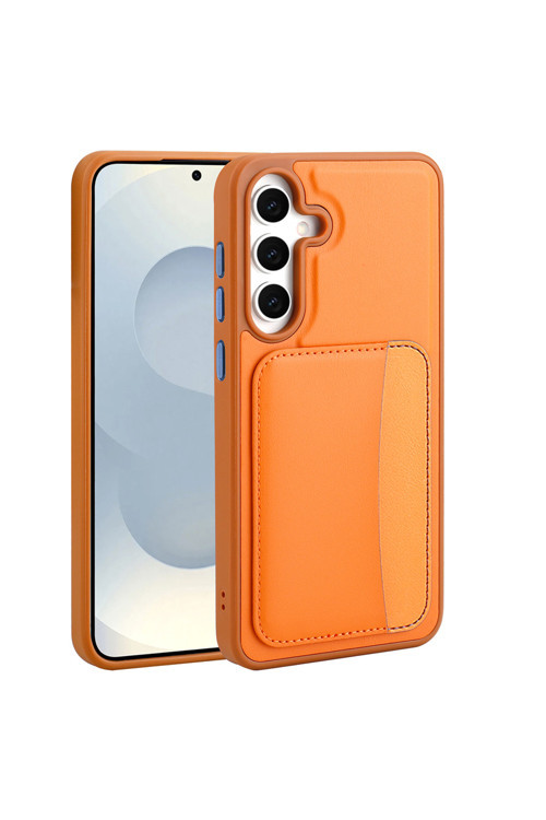 Galaxy A36 Kılıf Kartlıklı Klfs X-Kart Silikon Kapak - Turuncu