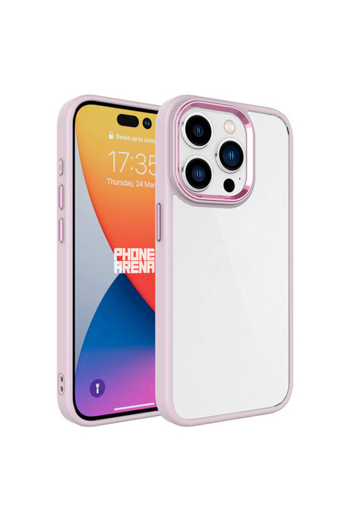 İphone 15 Pro Max Uyumlu Klfs Krom Kılıf-Pembe Açık