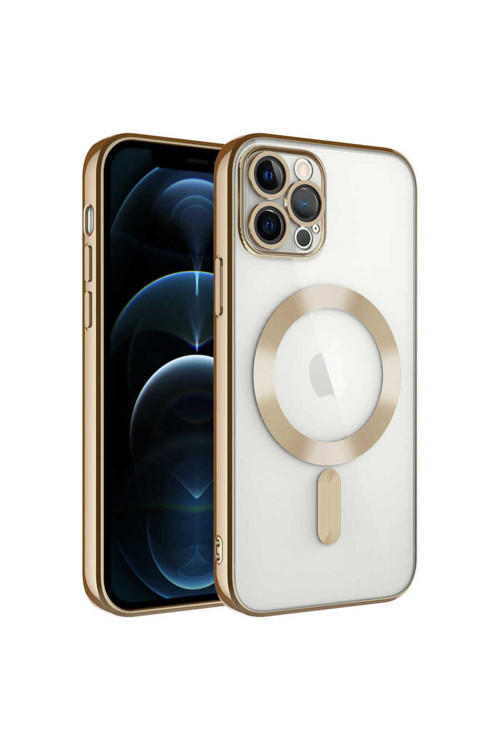 İphone 11 Pro Uyumlu Kamera Korumalı Magsafe Wireless Şarj Özellikli Klfs Demre Kılıf-Gold