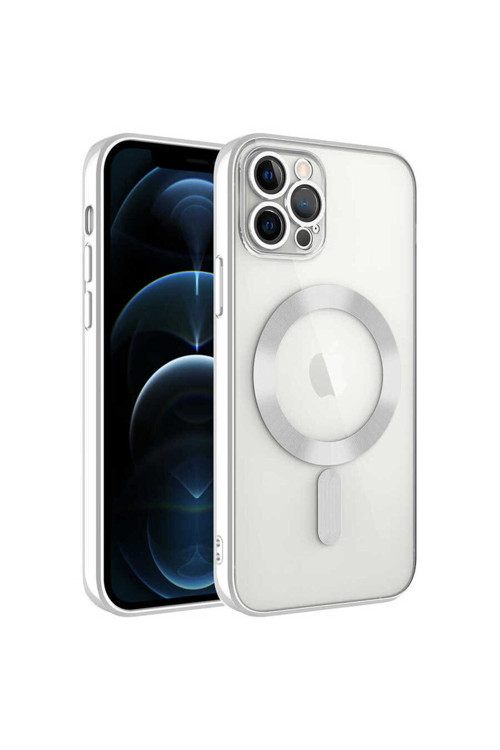 İphone 11 Pro Uyumlu Kamera Korumalı Magsafe Wireless Şarj Özellikli Klfs Demre Kılıf-Gümüş