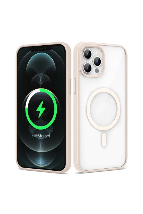 İphone 12 Pro Max Kılıf Magsafe Wireless Şarj Özellikli Silikon Klfs Ege Kapak - Pembe