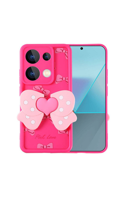 Redmi Note 13 Pro 4G Kılıf Kamera Korumalı Figür Tasarımlı Klfs Kapya Kapak - Pembe Koyu