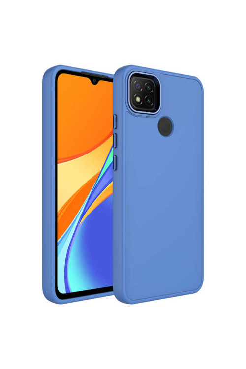 Redmi 9C Kılıf Metal Çerçeve Ve Buton Tasarımlı Silikon Klfs Luna Kapak - Lavendery Gray