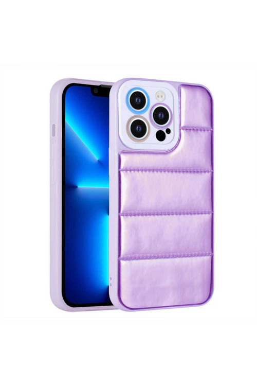 İphone 12 Pro Max Uyumlu Kamera Korumalı Aihttgli Renkli Klfs Seksek Kılıf-Mor