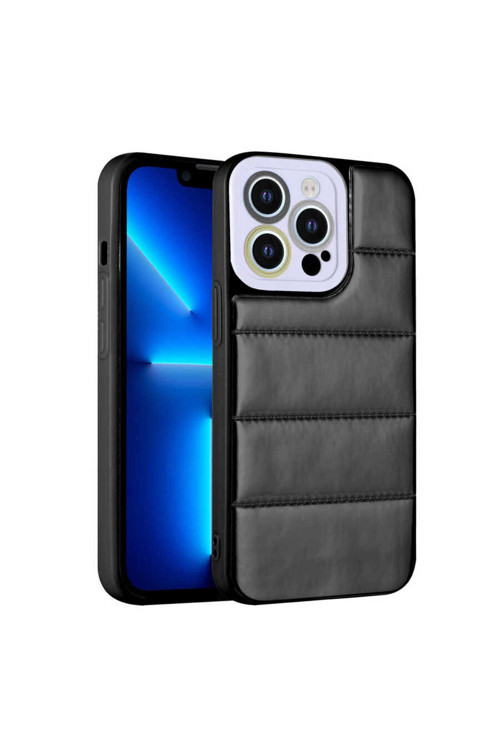 İphone 12 Pro Max Uyumlu Kamera Korumalı Aihttgli Renkli Klfs Seksek Kılıf-Siyah