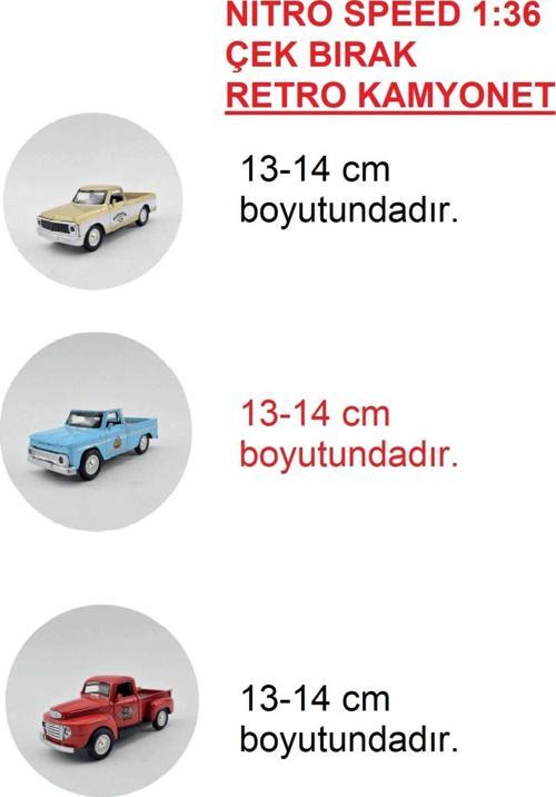 Nıitro Speed 1:36 Çek Bırak Retro Kamyonet 3'lü Canlı Renkler