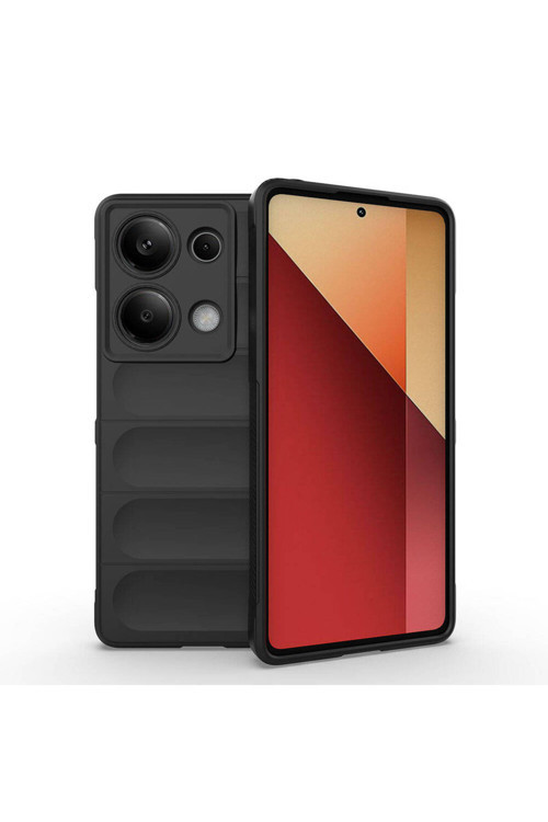 Redmi Note 13 Pro 4G Kılıf Esnek Tpu Oyuklu Arka Yüzey Tasarımlı Klfs Etnik Silikon Kapak - Siyah