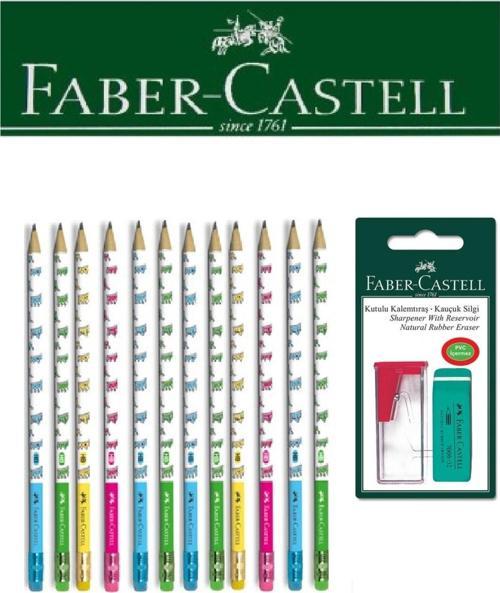 Faber-Castell 12'li Crown Kurşun Kalem Ve Kutulu Kalemtıraş + Silgi Seti Blister