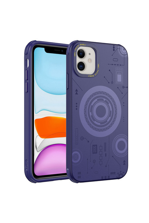 İphone 11 Uyumlu Klfs Wireless Şarj Özellikli Desenli Hot Kılıf-Derin Mor