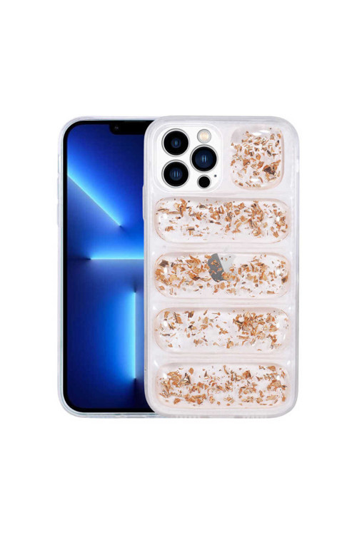 İphone 12 Pro Max Uyumlu Kamera Korumalı Simli Aihttg'Li Klfs Dalga Kılıf-Gold