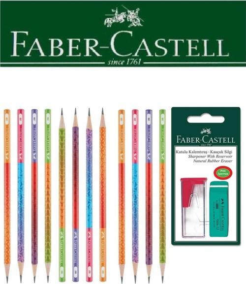 Faber-Castell 12'li Smotthie Kurşun Kalem Ve Kutulu Kalemtıraş + Silgi Seti Blister