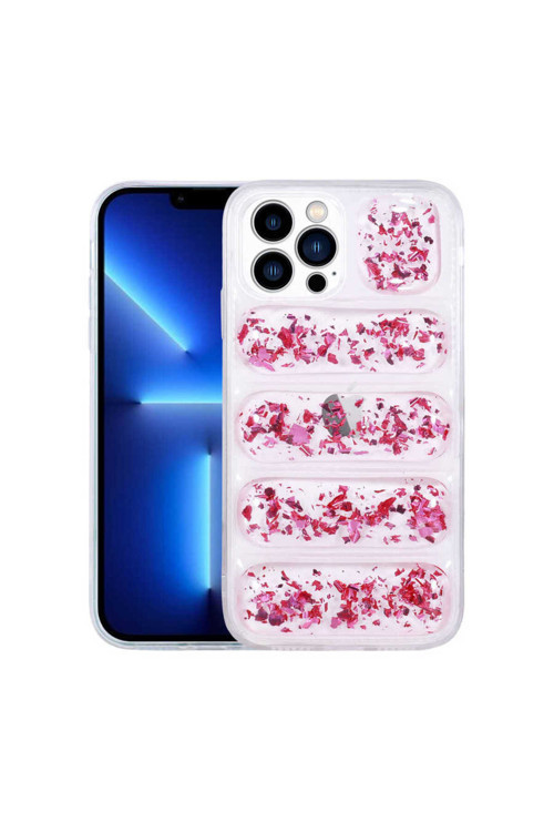 İphone 12 Pro Max Uyumlu Kamera Korumalı Simli Aihttg'Li Klfs Dalga Kılıf-Pembe Koyu