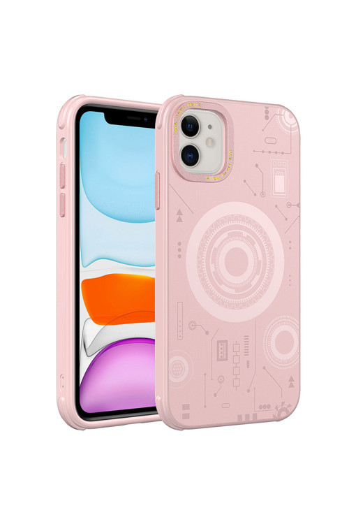 İphone 11 Uyumlu Klfs Wireless Şarj Özellikli Desenli Hot Kılıf-Rose Gold