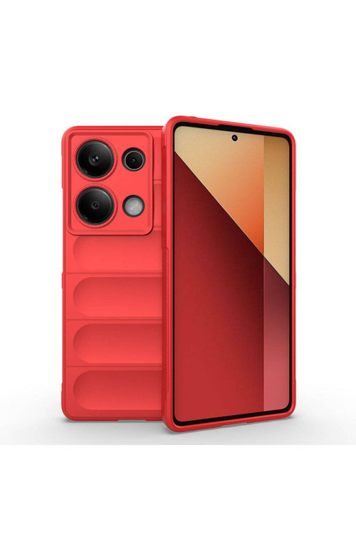 Redmi Note 13 Pro 4G Kılıf Esnek Tpu Oyuklu Arka Yüzey Tasarımlı Klfs Etnik Silikon Kapak - Kırmızı