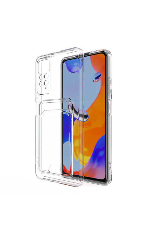 Redmi Note 11 Global Kılıf Kartlıklı Şeffaf Klfs Setra Clear Silikon Kapak - Renksiz