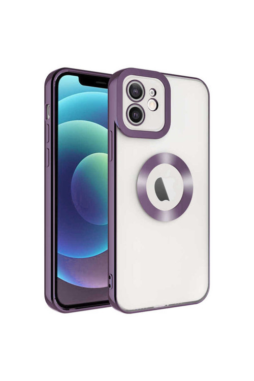 İphone 12 Uyumlu Kamera Korumalı Logo Gösteren Klfs Omega Kılıf-Derin Mor