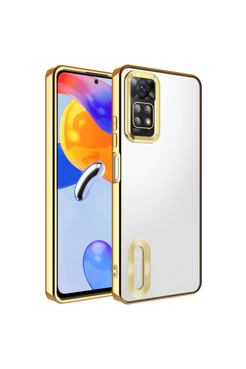 Redmi Note 12 Pro 4G Kılıf Kamera Korumalı Logo Gösteren Klfs Omega Kapak - Gold