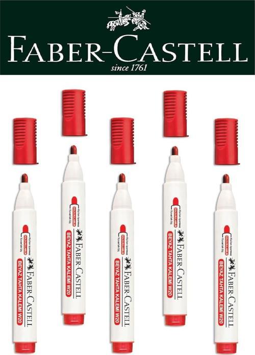 Faber-Castell Doldurulabilir Beyaz Tahta Kalemi 5'li Kırmızı