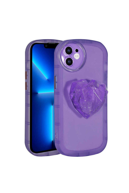 İphone 12 Uyumlu Kamera Korumalı Pop Soketli Renkli Klfs Ofro Kılıf-Mor