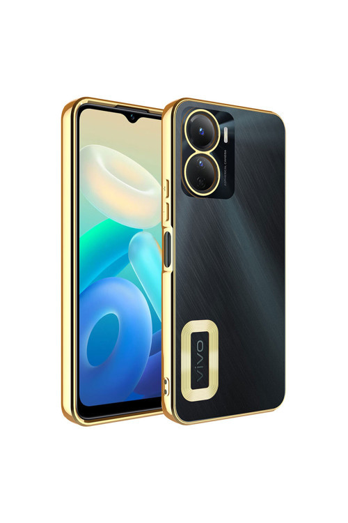 Vivo Y16 Kılıf Kamera Korumalı Logo Gösteren Klfs Omega Kapak - Gold