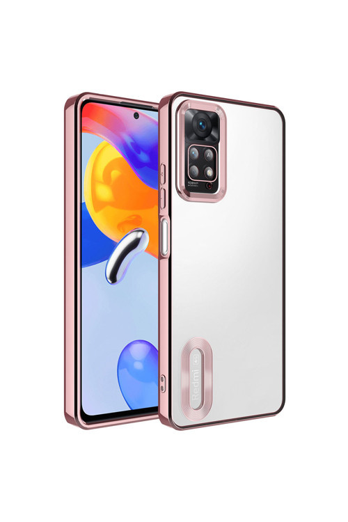 Redmi Note 12 Pro 4G Kılıf Kamera Korumalı Logo Gösteren Klfs Omega Kapak - Rose Gold