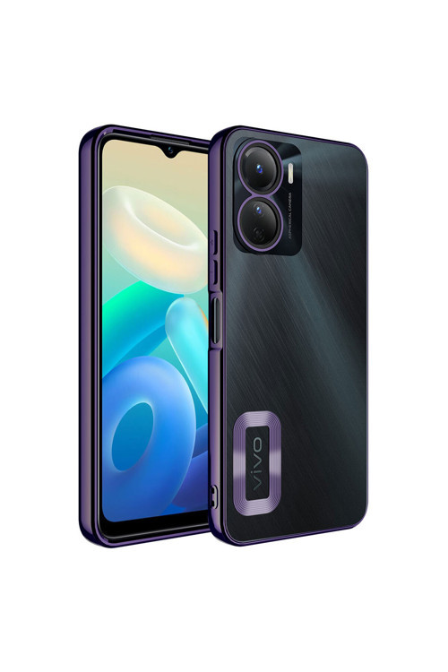 Vivo Y16 Kılıf Kamera Korumalı Logo Gösteren Klfs Omega Kapak - Derin Mor