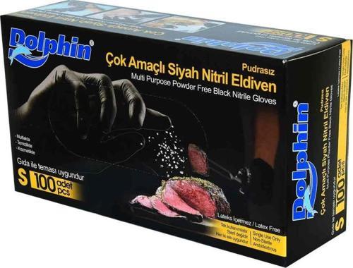 Latexsiz Pudrasız Siyah Nitril Gıda Eldiveni (S) 100lü