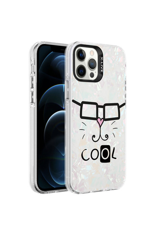 İphone 12 Pro Max Uyumlu Mermer Desenli Klfs Marbello Kılıf-Beyaz