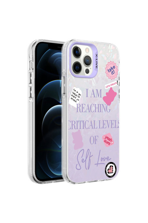 İphone 12 Pro Max Uyumlu Mermer Desenli Klfs Marbello Kılıf-Mor