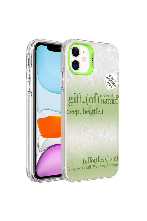 İphone 11 Uyumlu Mermer Desenli Klfs Marbello Kılıf-Yeşil