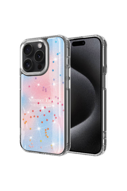 Apple İphone 15 Pro Max Kılıf Simli Desenli Parlak Zore Task Kapak