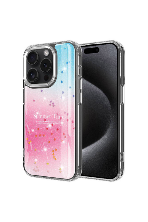 Apple İphone 15 Pro Max Kılıf Simli Desenli Parlak Zore Task Kapak