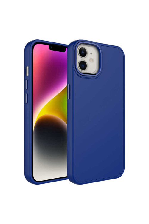 İphone 11 Uyumlu Metal Çerçeve Ve Buton Tasarımlı Silikon Klfs Luna Kılıf-Lacivert
