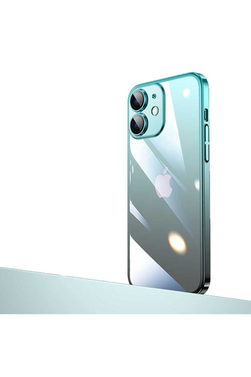 İphone 12 Uyumlu Parlak Renk Geçişli Kamera Korumalı Klfs Senkron Kılıf-Mavi-Siyah