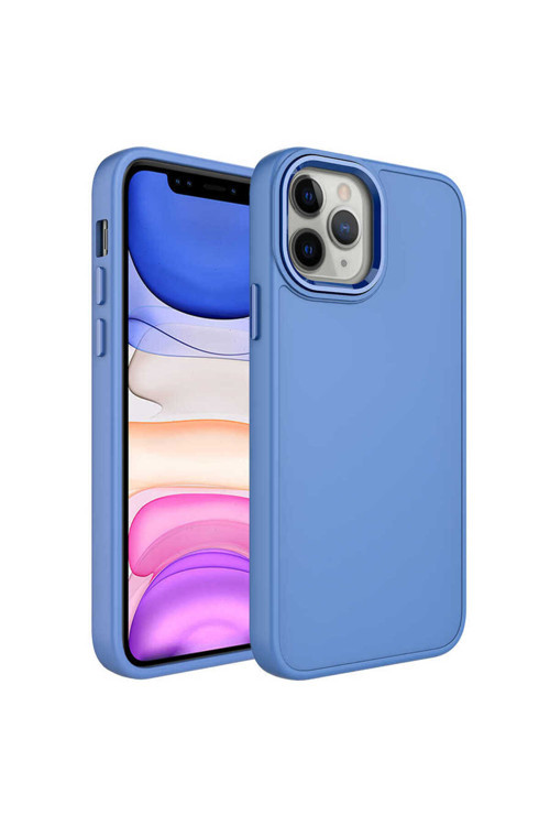 İphone 12 Pro Max Uyumlu Metal Çerçeve Ve Buton Tasarımlı Silikon Klfs Luna Kılıf-Lavendery Gr