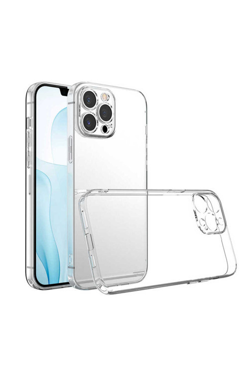 İphone 13 Pro Max Uyumlu Klfs Kamera Korumalı Süper Silikon Kılıf-Renksiz
