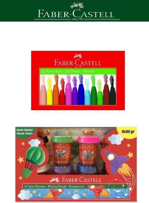 Faber-Castell Oyun Hamuru 50G X 8 Klasik Renkler + 12'li Keçeli Kalem