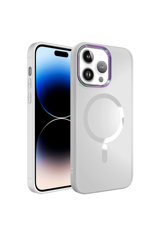 İphone 14 Pro Uyumlu Magsafe Wireless Şarj Özellikli Klfs Stil Kılıf-Beyaz