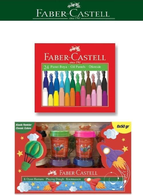 Faber-Castell Oyun Hamuru 50G X 8 Klasik Renkler + 12'li Keçeli Kalem
