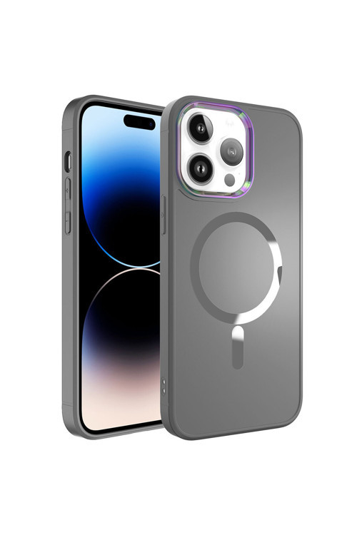 İphone 14 Pro Uyumlu Magsafe Wireless Şarj Özellikli Klfs Stil Kılıf-Siyah