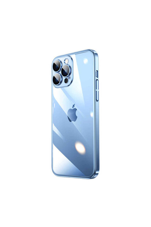 İphone 14 Pro Uyumlu Sert Pc Renkli Çerçeveli Klfs Riksos Kılıf-Mavi