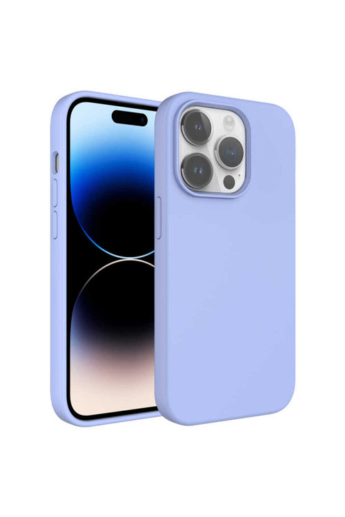İphone 14 Pro Uyumlu Sıvı Teknolojili Silinebilir Sert Klfs Kivi Kılıf-Mavi Açık