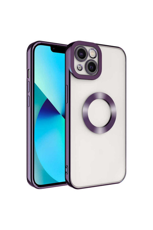 İphone 14 Uyumlu Kamera Korumalı Logo Gösteren Klfs Omega Kılıf-Derin Mor