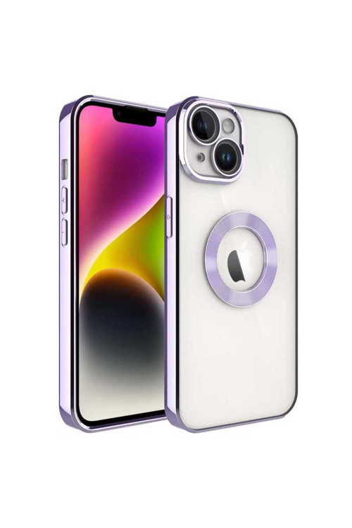 İphone 14 Uyumlu Kamera Korumalı Logo Gösteren Klfs Omega Kılıf-Lila
