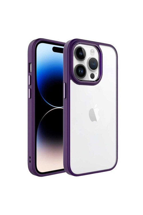 İphone 14 Pro Uyumlu Klfs Krom Kılıf-Derin Mor
