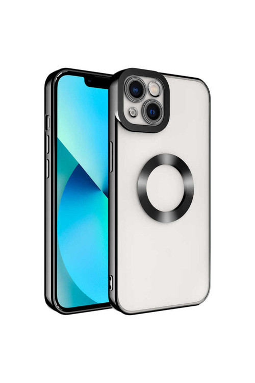 İphone 14 Uyumlu Kamera Korumalı Logo Gösteren Klfs Omega Kılıf-Siyah