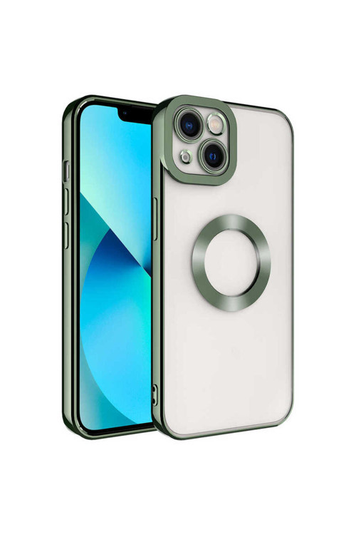 İphone 14 Uyumlu Kamera Korumalı Logo Gösteren Klfs Omega Kılıf-Yeşil