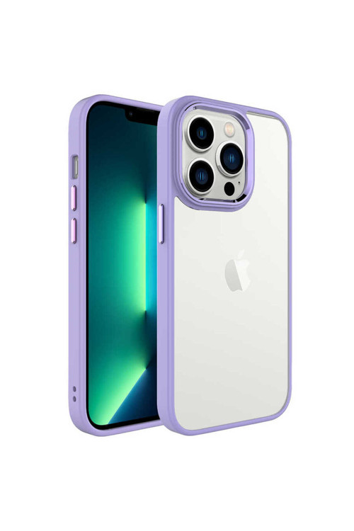 İphone 14 Pro Uyumlu Klfs Krom Kılıf-Lila